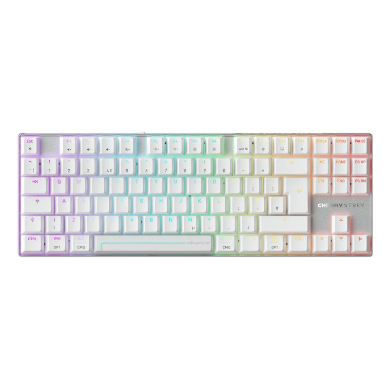 CHERRY MX 8.2 Pro TMR Wireless clavier Gaming USB RF Wireless Bluetooth QWERTY Anglais britannique Argent, Blanc