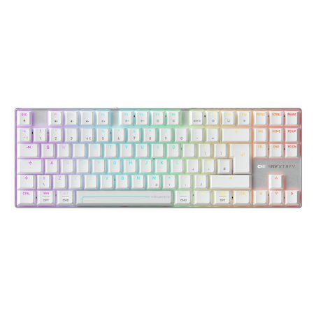 CHERRY MX 8.2 Pro TMR Wireless clavier Gaming USB RF Wireless Bluetooth QWERTY Anglais britannique Argent, Blanc