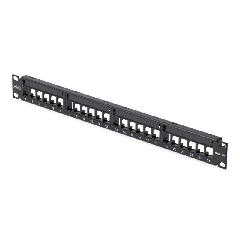 StarTech.com Panneau de Brassage Keystone Vierge 24 Ports 1U avec Barre de Gestion des Câbles, Panneau Patch Cat6
