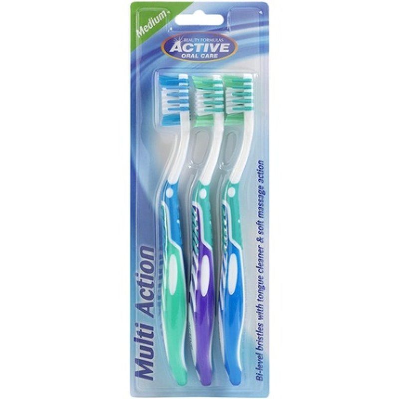 Beauty Formulas Active Oral Care Multi-Action Toothbrush Assorted - Pack of 3