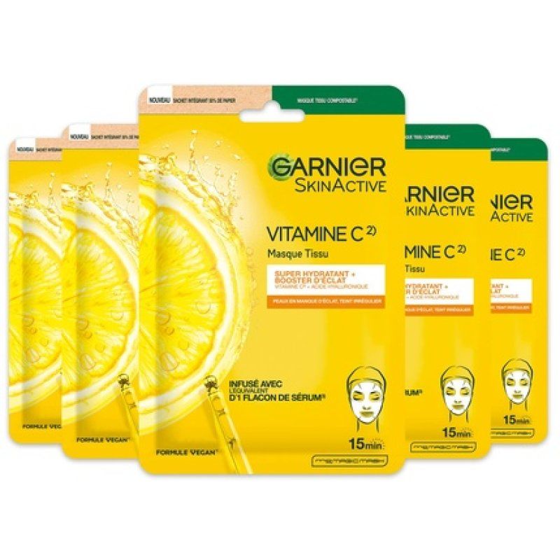 Garnier Skinactive Vitamin C Tissue Mask Serum Booster Radiance Set Of 5 X 28 Ml