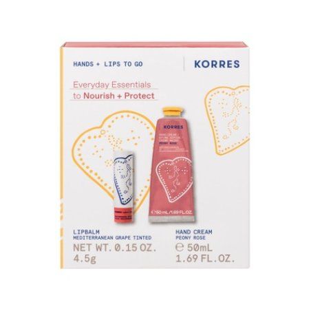 Korres Everyday Essentials Hand and Lip Care Set with Peony Rose Hand Cream