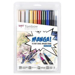 Tombow Feutre double pointe "ABT DUAL BRUSH PEN", set de 10