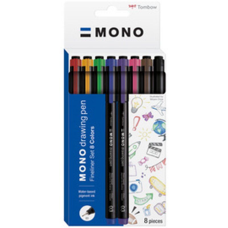 Tombow Feutre à pointe fine MONO drawing pen, étui de 8