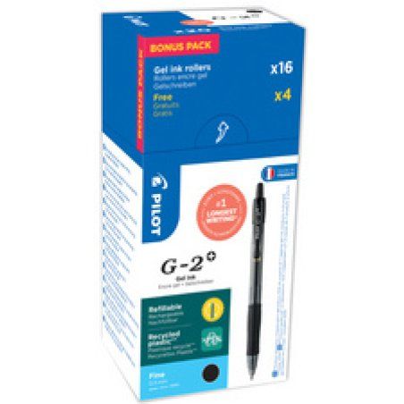 PILOT Stylo roller à encre gel G-2 PLUS 05, VALUE PACK, noir