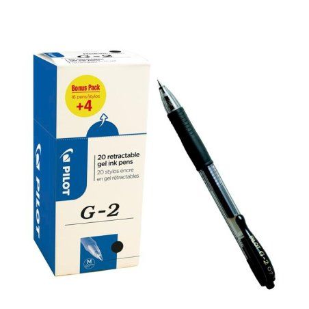 Pilot G-2 VALUE PACK Moyen Stylos rétractables à encre gel Noir 20 pièce(s)