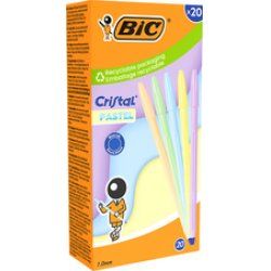 BIC Stylo à bille Cristal Pastel, trait bleu, 20 pièces