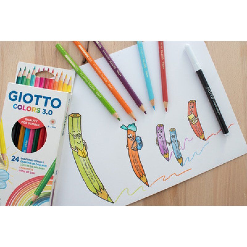 GIOTTO Crayon de couleur COLOR 3.0, étui carton de 24