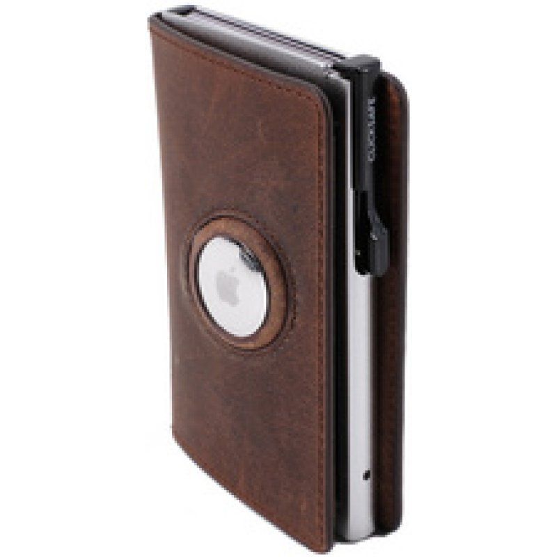 CLICKSAFE Portefeuille SLIM avec logement AirTag, marron