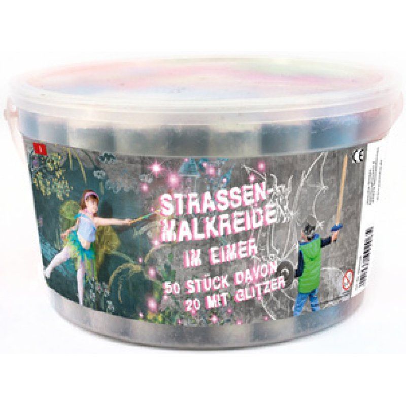 JAMASIA Craie de trottoir avec paillettes, seau de 50
