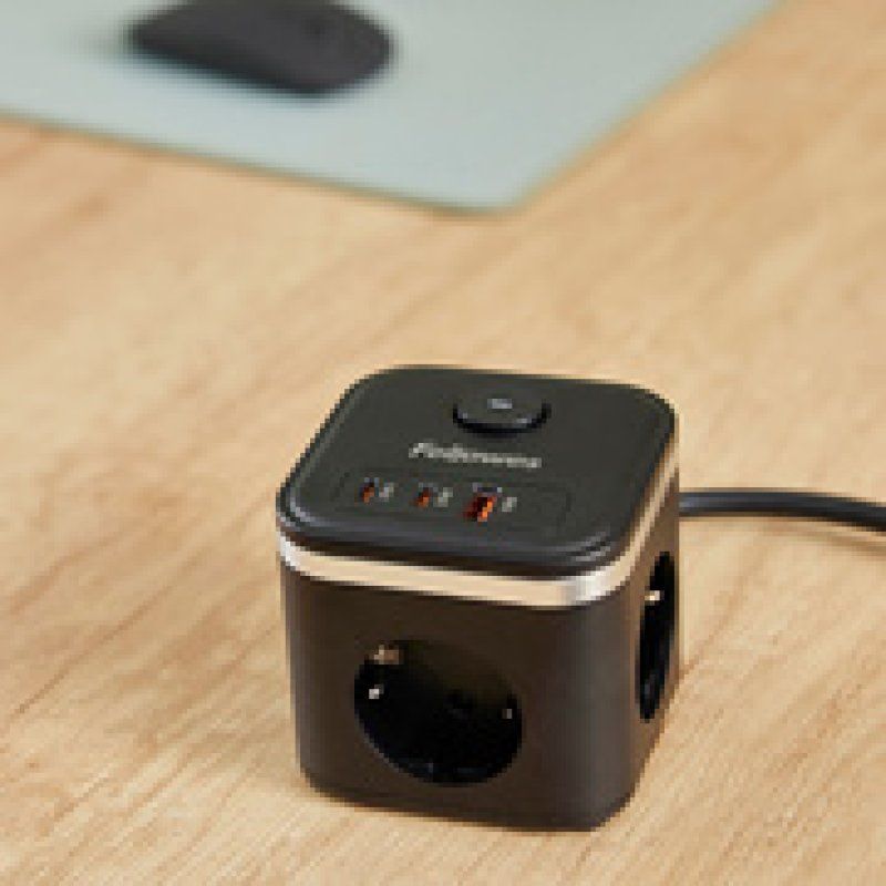 Fellowes Steckdosenwürfel Power Cube, Typ F, schwarz