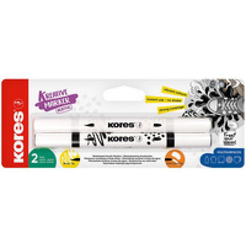 Kores Marqueur acrylique Duo, 2 pointes, noir/blanc