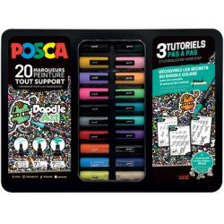 POSCA Marqueur à pigment "DOODLE ART", mallette métal de 20