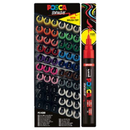 POSCA Marqueur à pigment PC-5BR BRUSH, présentoir de 60