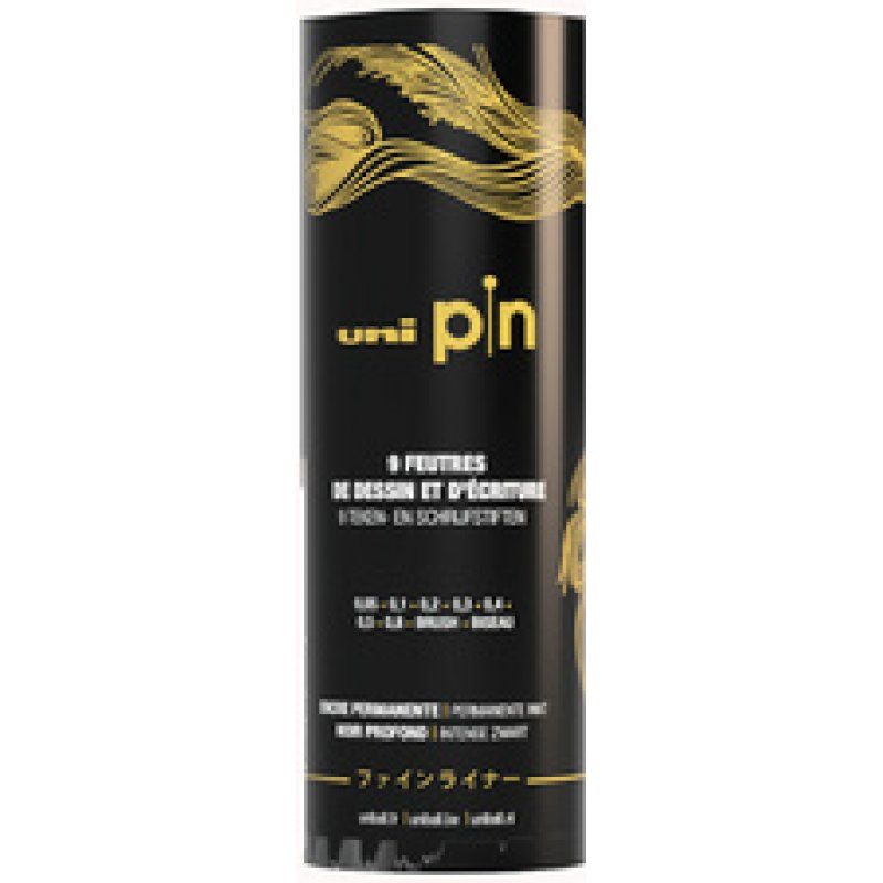 uni-ball Feutre technique uni pin, tube en métal de 9 pièces