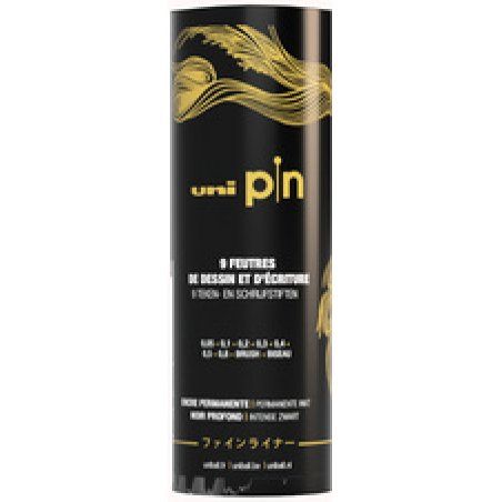 uni-ball Feutre technique uni pin, tube en métal de 9 pièces
