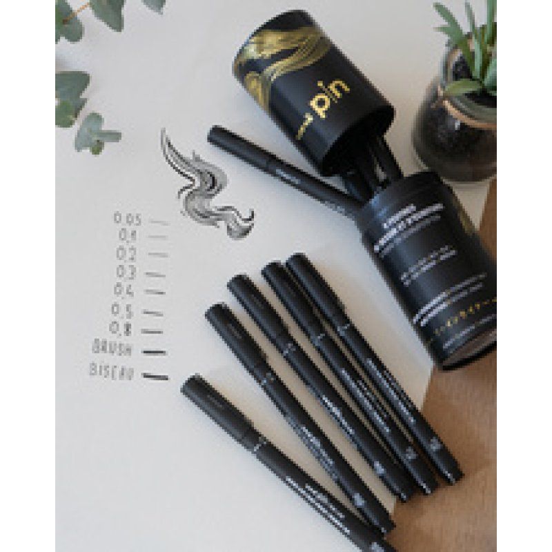 uni-ball Feutre technique uni pin, tube en métal de 9 pièces