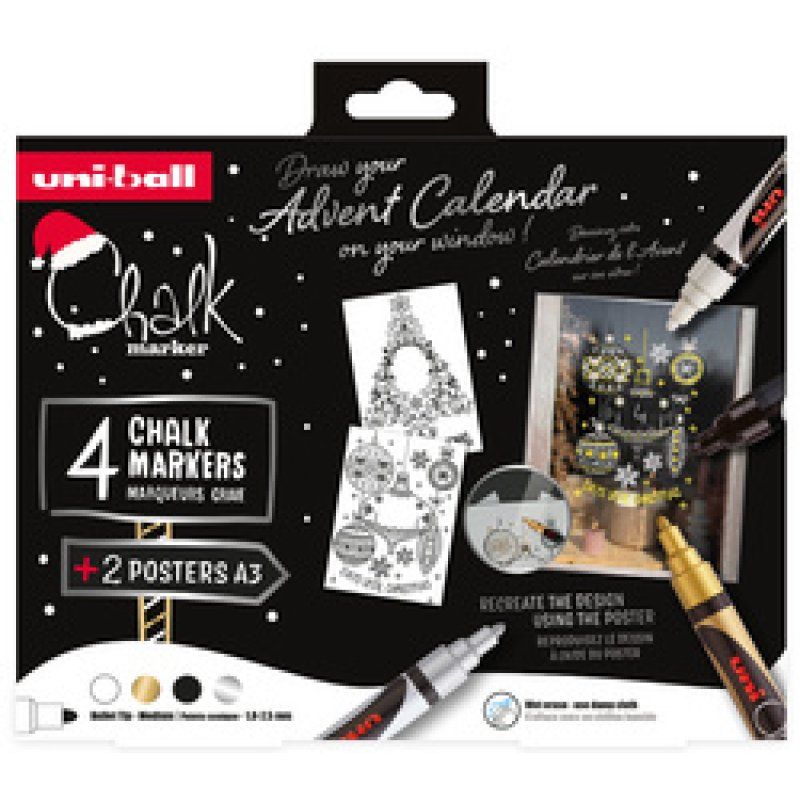 uni-ball Marqueur craie Chalk marker, coffret Noël SCANDI