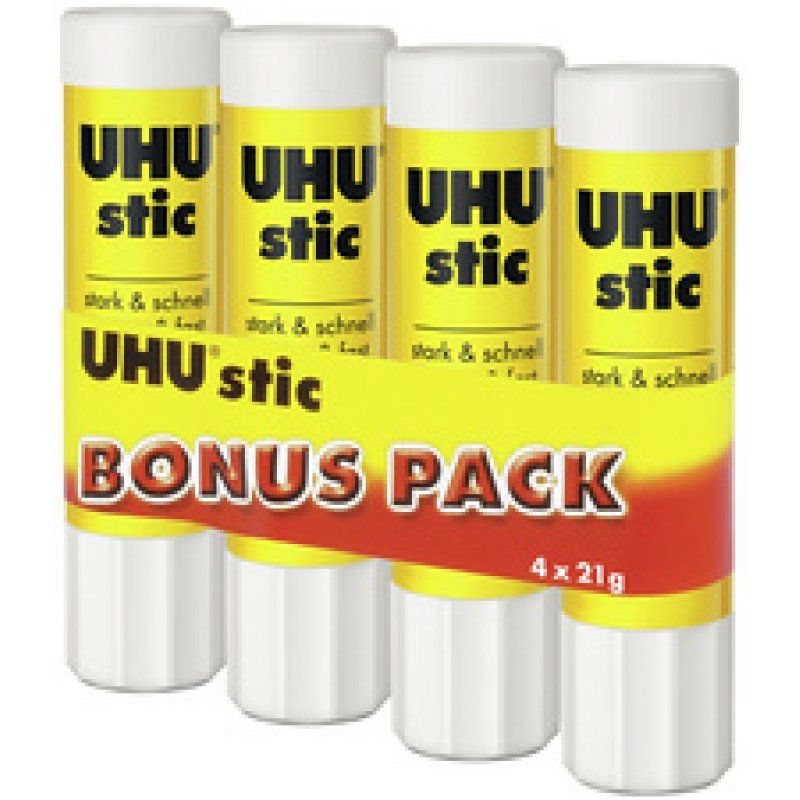 UHU Bâton de colle stic, sans solvant, pack bonus 4 x 21