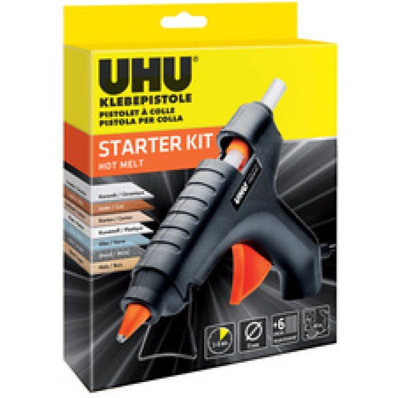 UHU Pistolet à colle HOT MELT STARTER KIT, noir/orange