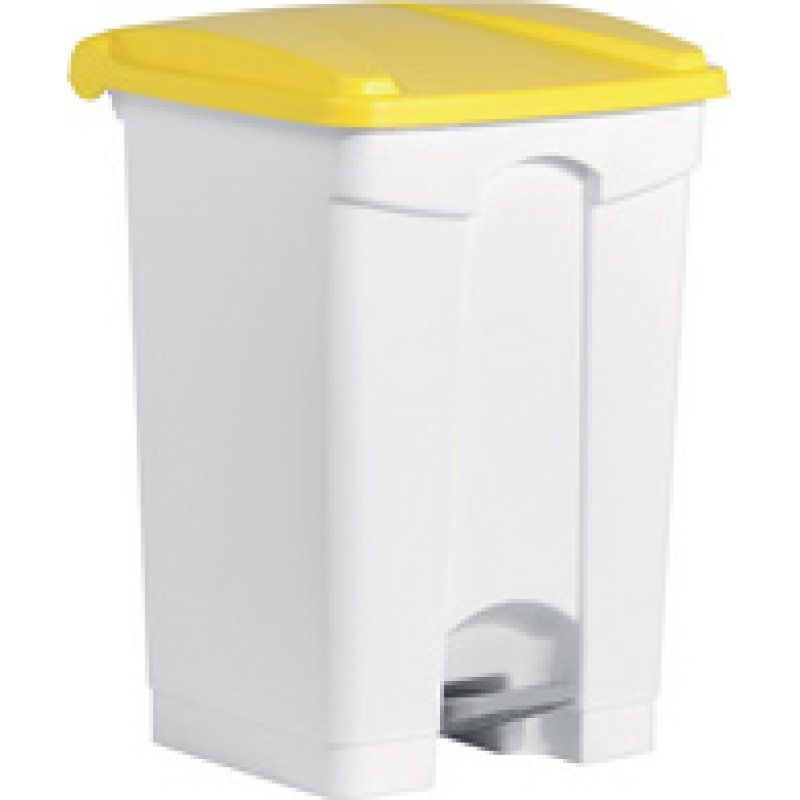 helit Poubelle à pédale "the step", 45 litres, blanc/rouge
