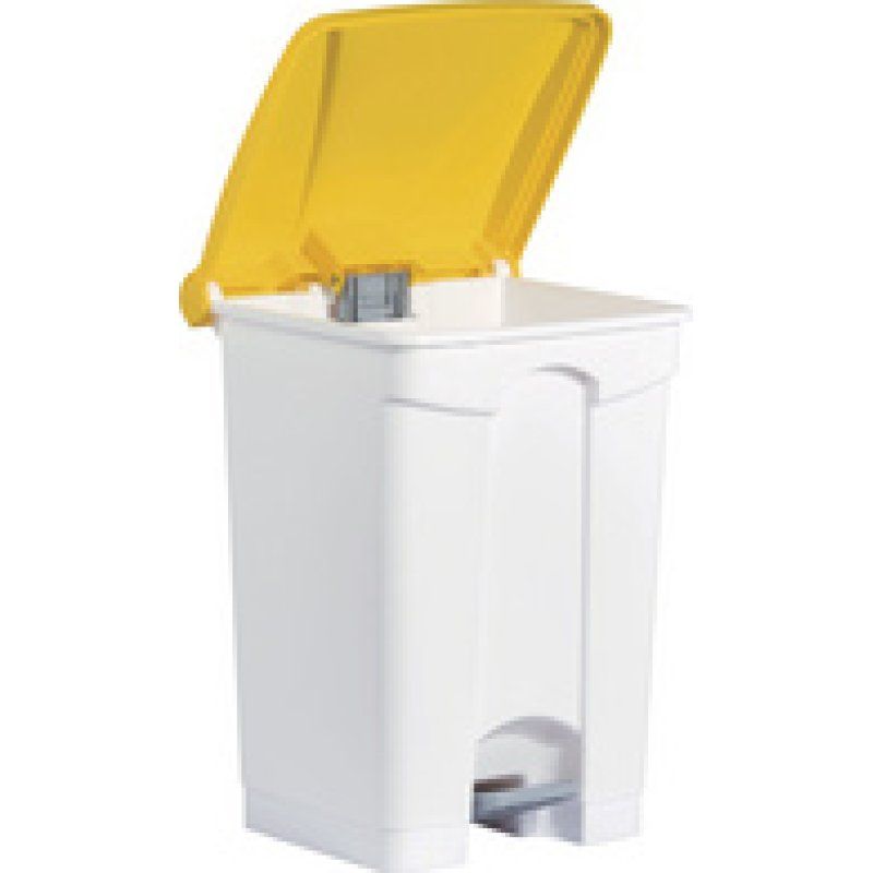 helit Poubelle à pédale "the step", 45 litres, blanc/rouge