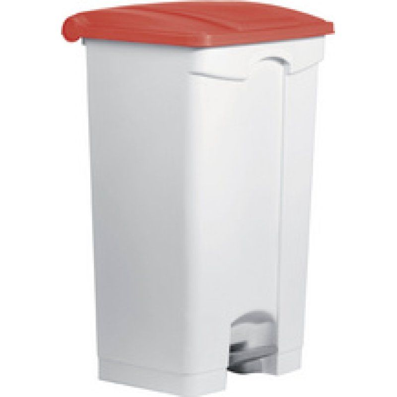 helit Poubelle à pédale "the step", 90 litres, blanc/rouge