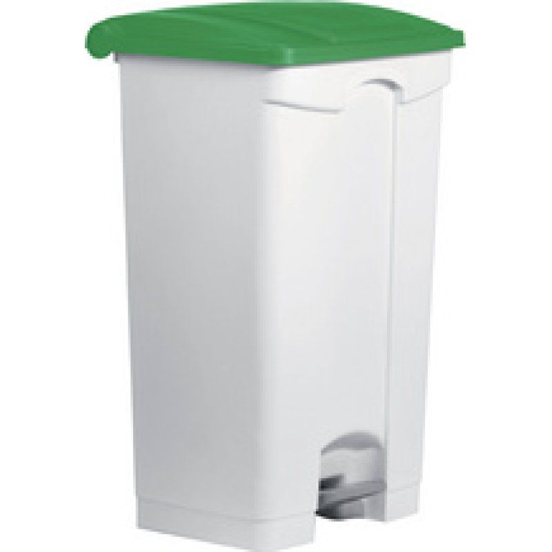 helit Poubelle à pédale "the step", 90 litres, blanc/vert
