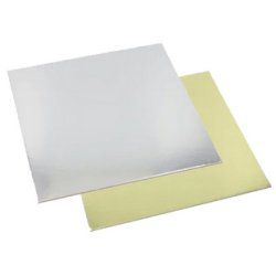 STARPAK Plat à gâteau carré, 280 x 280 mm, or/argent