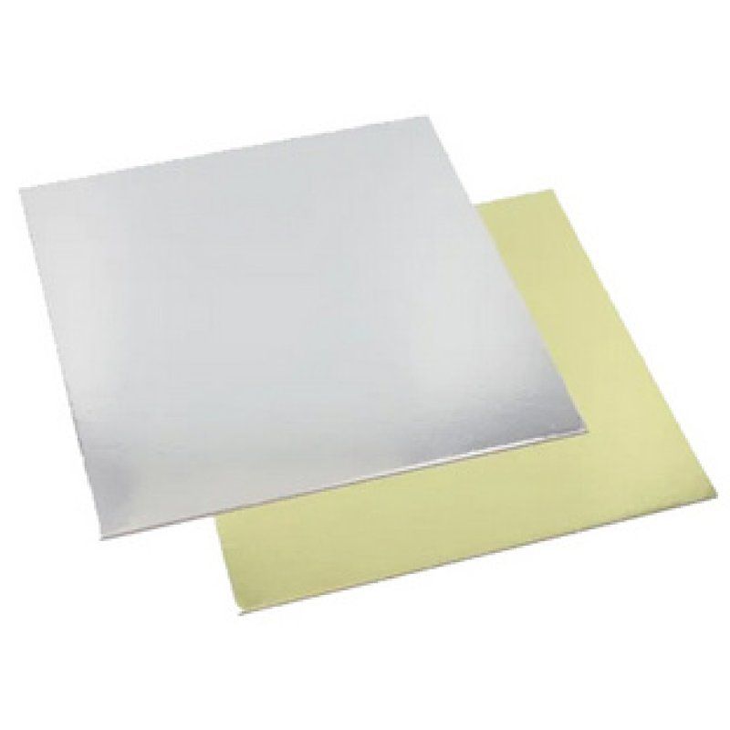 STARPAK Plat à gâteau carré, 280 x 280 mm, or/argent
