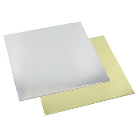 STARPAK Plat à gâteau carré, 280 x 280 mm, or/argent