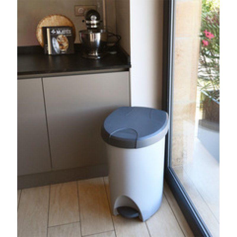 EDA Poubelle à pédale Stepy, 70 L, PP, gris/béton