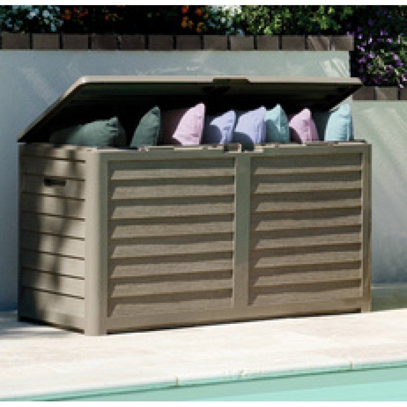EDA Coffre de jardin BAYA, 420 L, aspect bois, anthracite