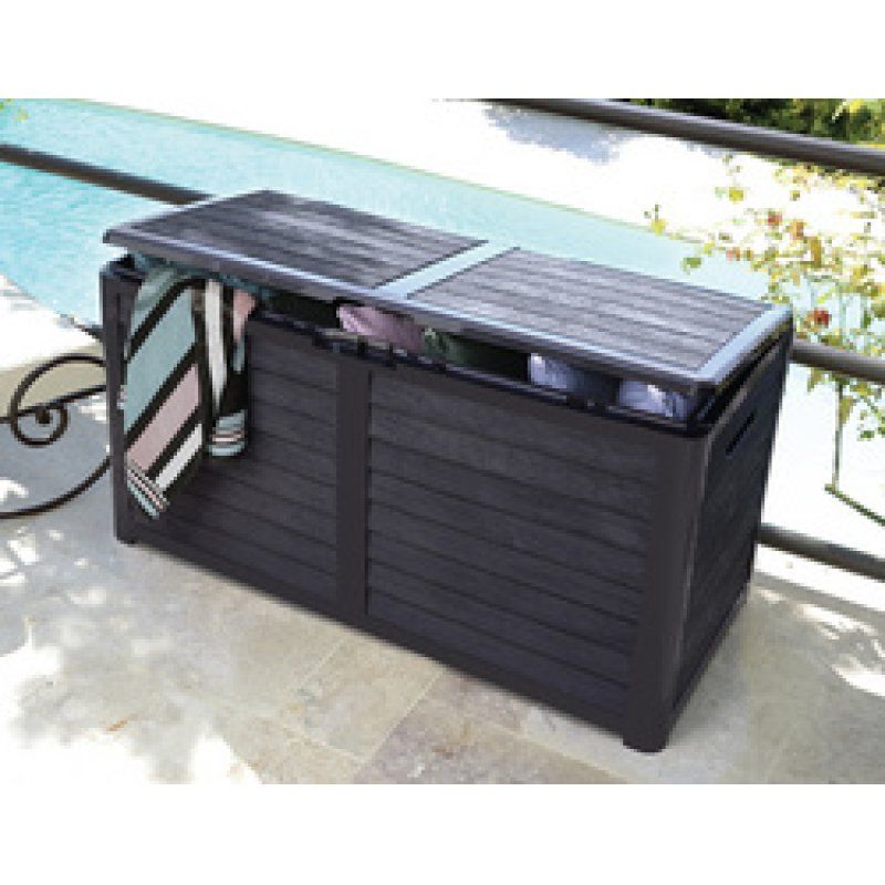 EDA Coffre de jardin BAYA, 420 L, aspect bois, anthracite