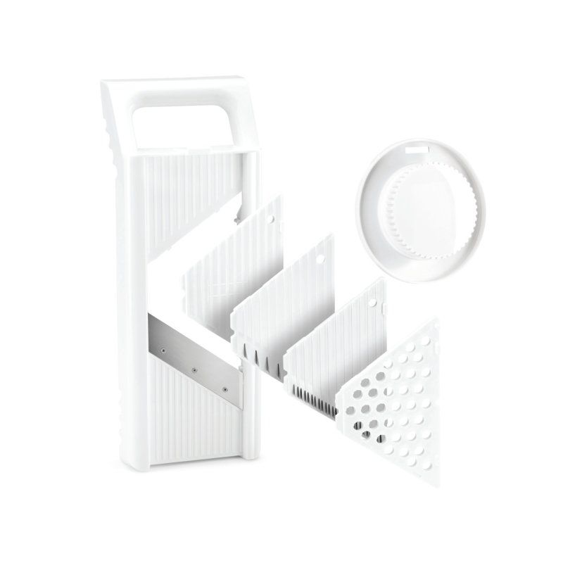 metaltex Mandoline universelle Mandolino, 4 inserts, blanc