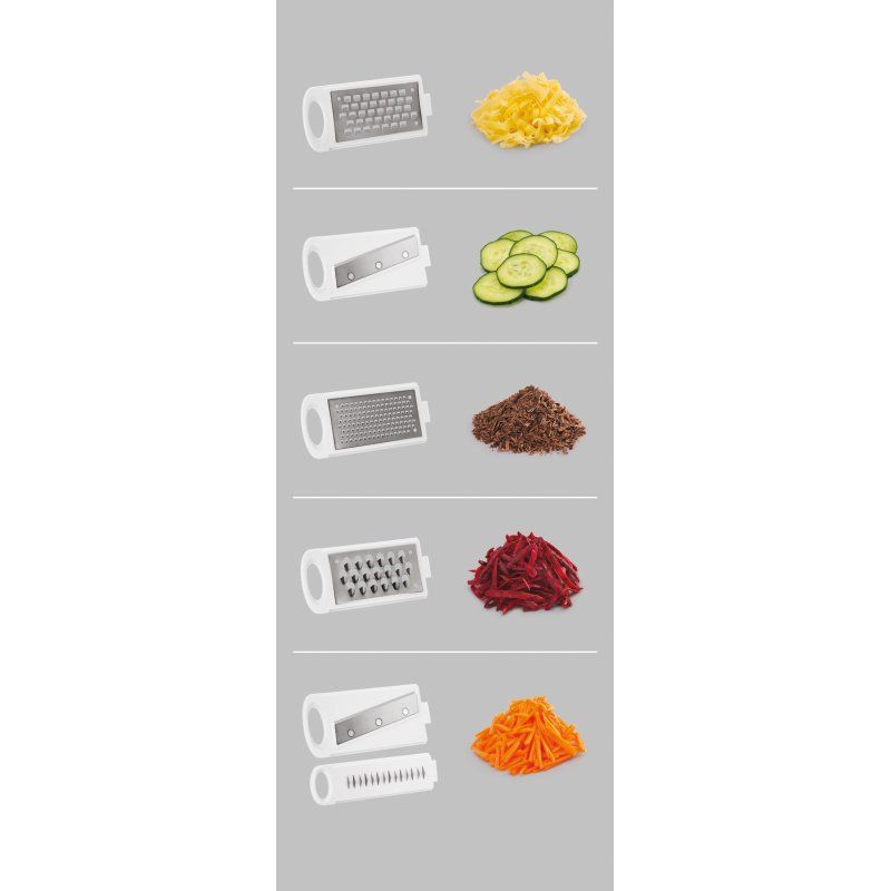 metaltex Mandoline multi-usage Mandolino, 5 râpes, blanc