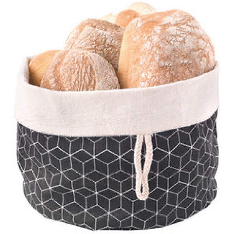 metaltex Corbeille à pain pliable, coton, noir/beige