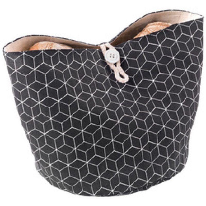 metaltex Corbeille à pain pliable, coton, noir/beige
