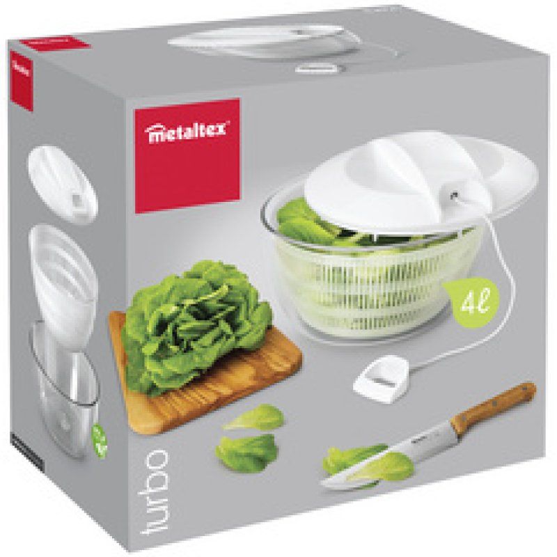 metaltex Essoreuse à salade Turbo, avec cordon, blanc