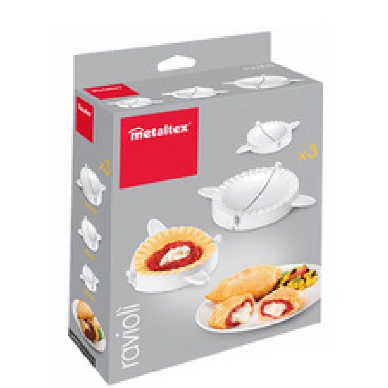 metaltex Presse à raviolis, set de 3, blanc
