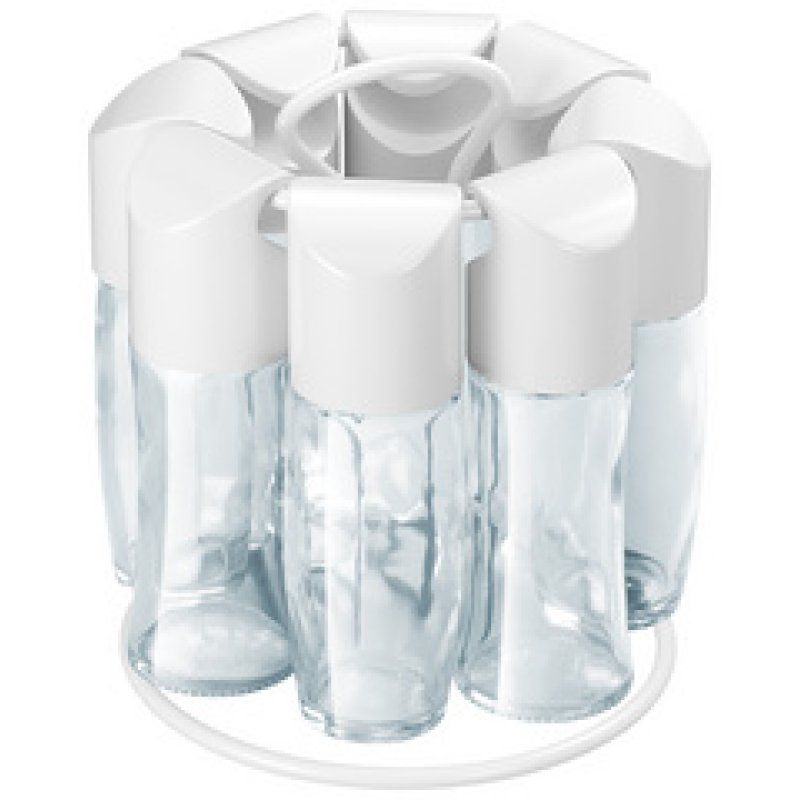 metaltex Porte-épices Spice 8, non garni, rond, blanc