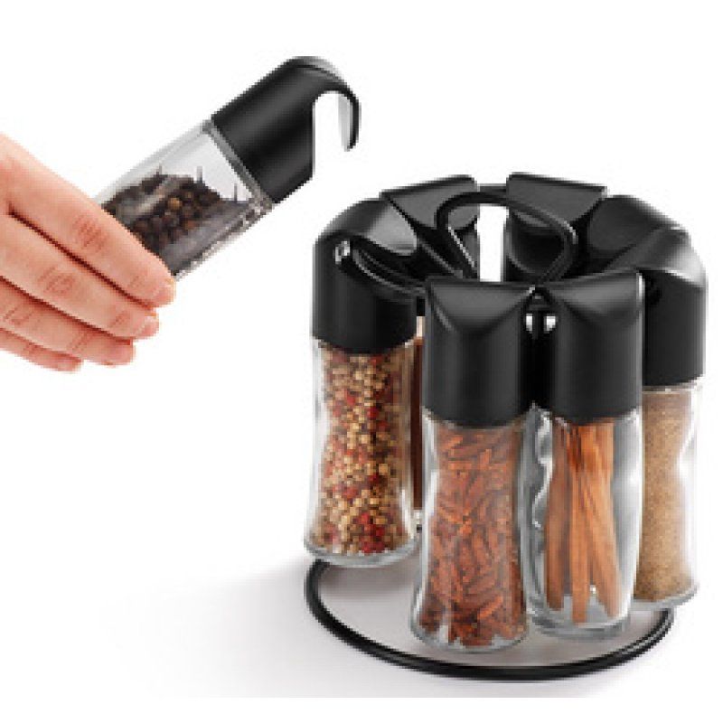 metaltex Porte-épices Spice 8, non garni, rond, blanc