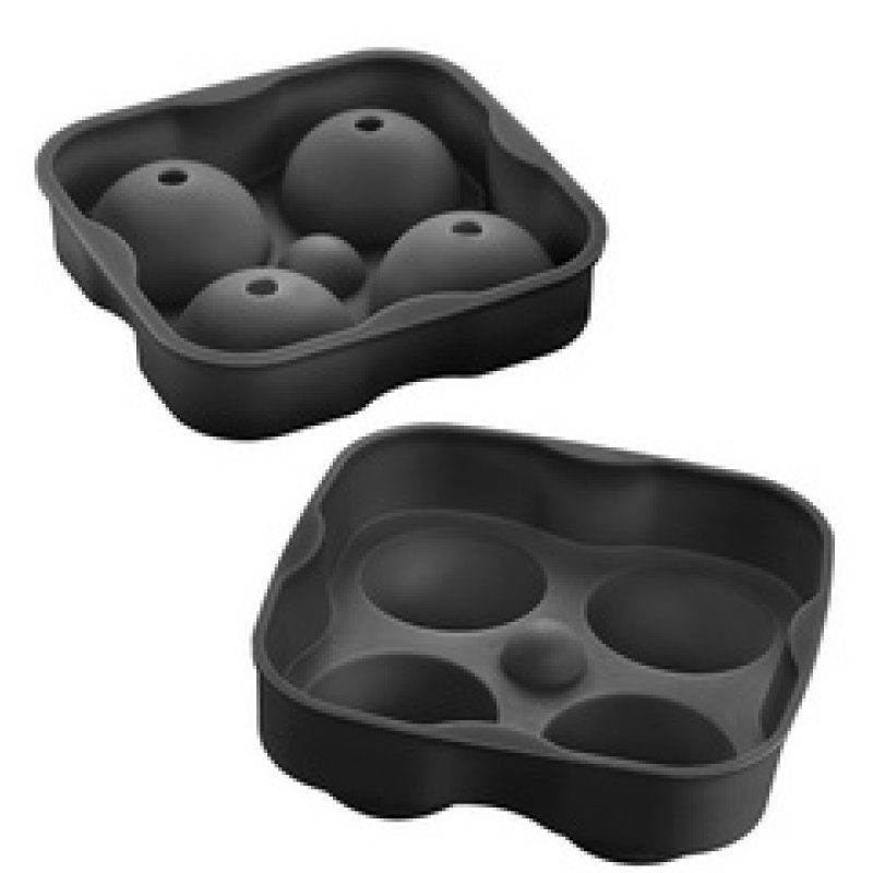 metaltex Bac à glaçons, en silicone, pour 2 glaçons, noir