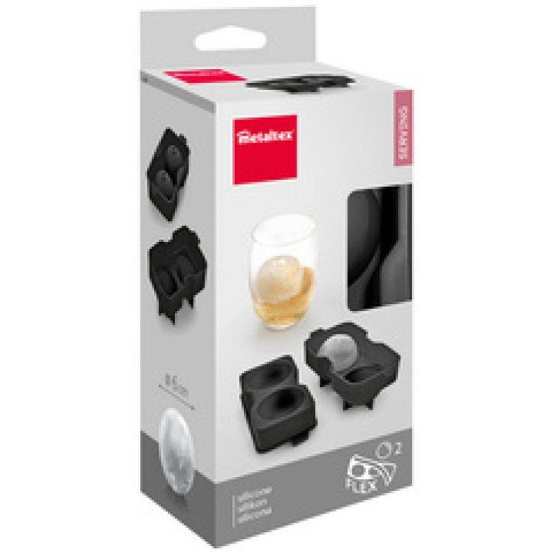 metaltex Bac à glaçons, en silicone, pour 4 glaçons, noir