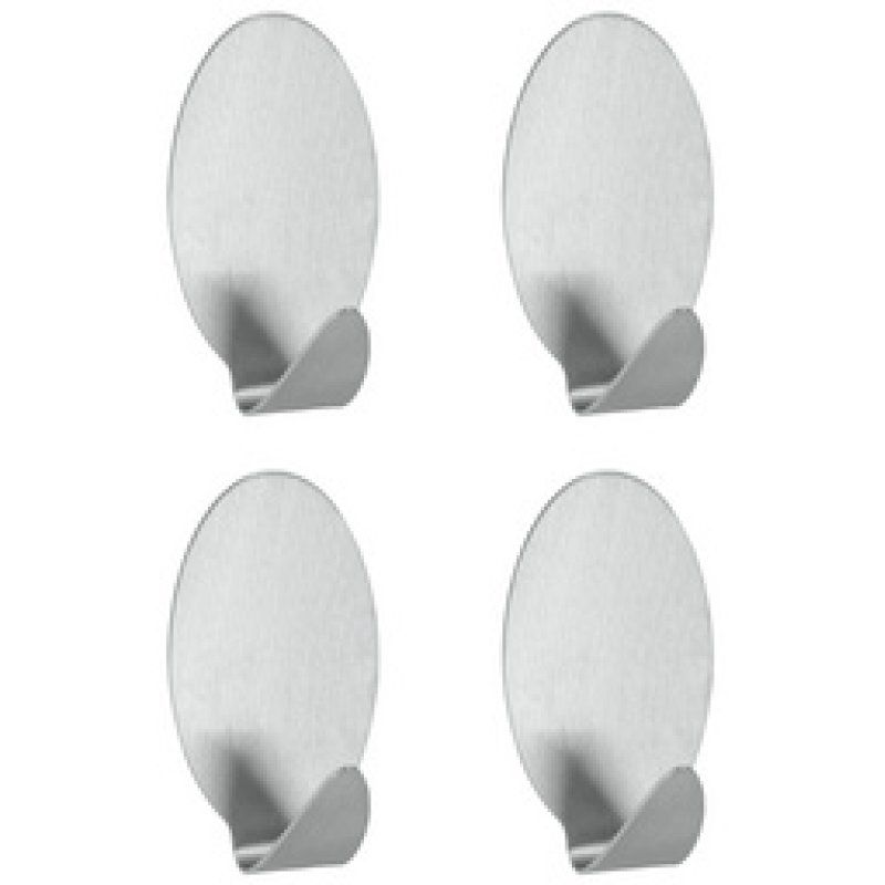 metaltex Crochet adhésif Lilliput, set de 4, ovale, inox