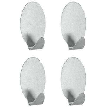 metaltex Crochet adhésif Lilliput, set de 4, ovale, inox