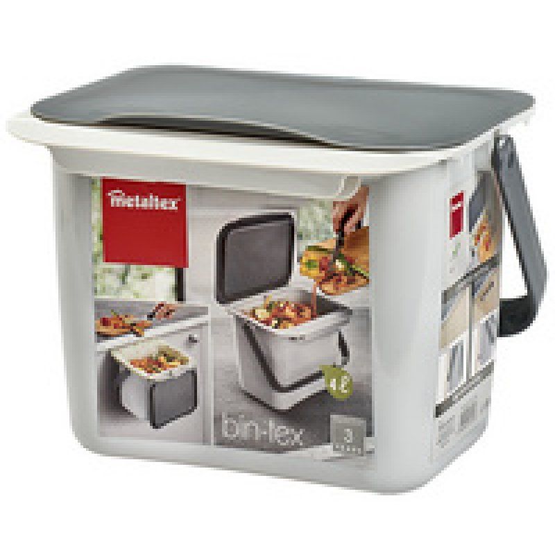 metaltex Poubelle bio Bintex, avec couvercle, gris