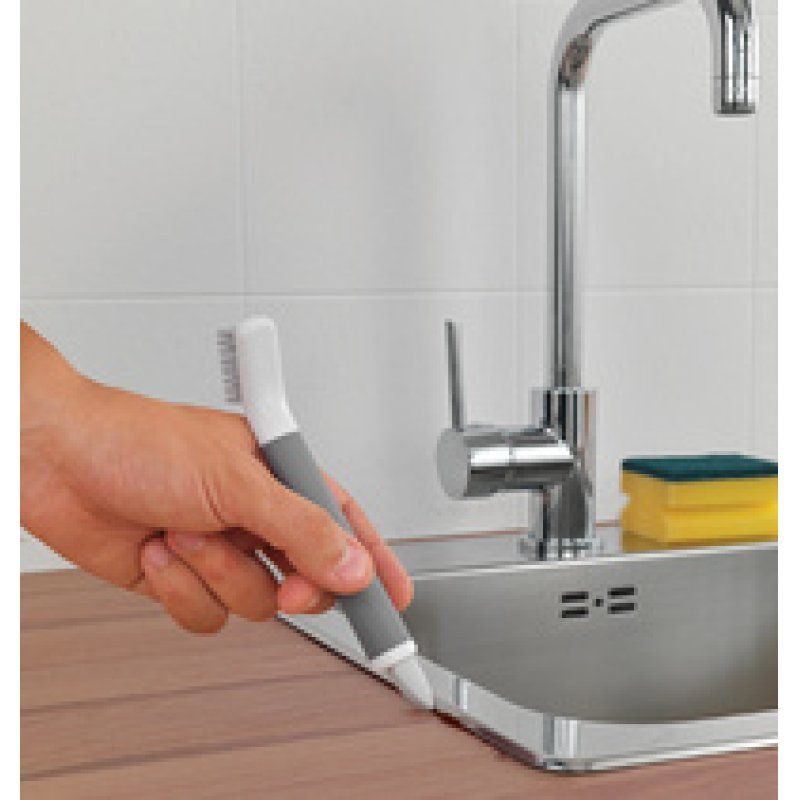 metaltex Brosse/grattoir 2 en 1 pour joints, blanc/gris