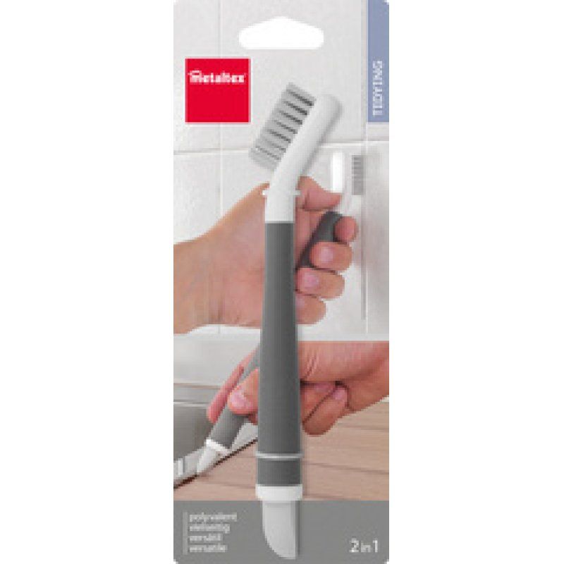 metaltex Brosse/grattoir 2 en 1 pour joints, blanc/gris