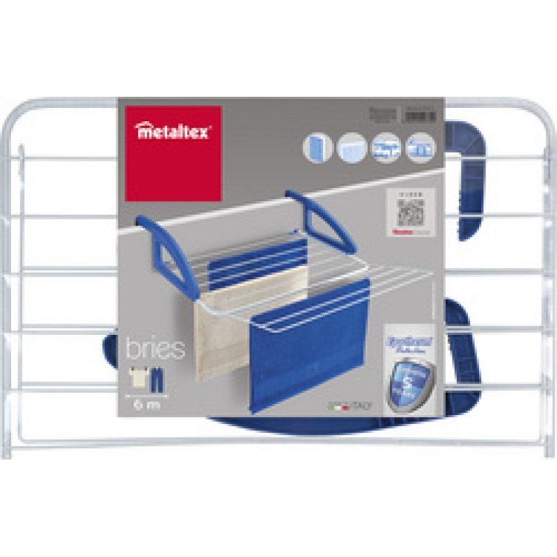 metaltex Séchoir à linge balcon/radiateur Bries, blanc/bleu